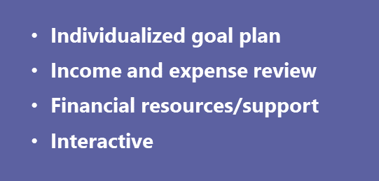 Income and expense review, financial resources/support, Interactive